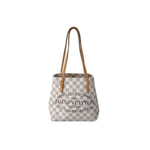 LOUIS VUITTON Damier Azur White Canvas Cabas Tote Bag White